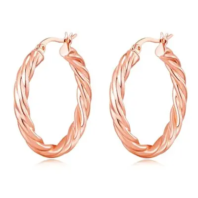 Philip Jones Rose Gold Plated Thick Twisted Hoop Earrings