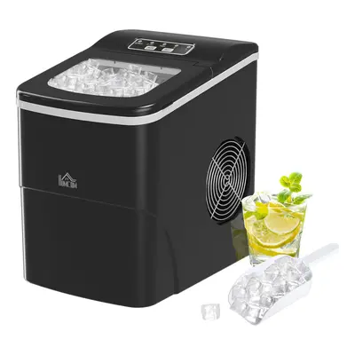 HOMCOM Ice Maker 12kg/24H Production with Scoop Basket for Home Office Black