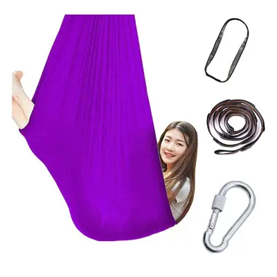 (Purple) 100cm x 280cm Kids Therapy Swing Cuddle Hammock with Autism ADHD Aspergers Sensory