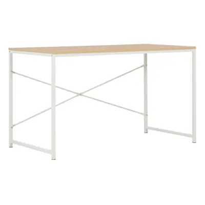 (white and oak, desk) vidaXL Computer Desk with Bookshelf Corner Table Study Table Writing Desk