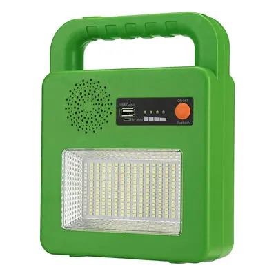 (Green) Bluetooth Speaker Strong Light LED Solar Rechargeable Light Emergency Power Bank 6000mA