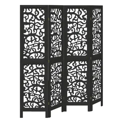 (40 x cm/ piece) vidaXL Room Divider Privacy Screen Privacy Panel Black Solid Wood Paulownia