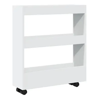 vidaXL Narrow Storage Trolley Tier Bookcase Shelf White Engineered Wood