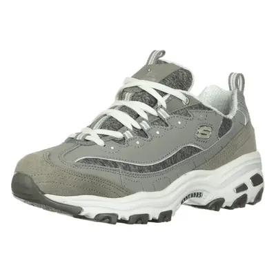 Skechers womens D'LITES ME TIME Memory Foam Lace-up Sneaker Grey/White