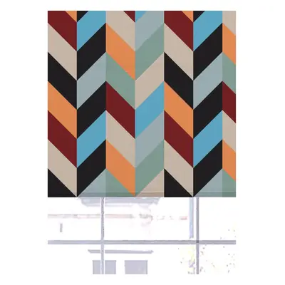 (90 cm Width x cm Drop, Blue/Orange) Lister Cartwright Roller Blind Blackout Color Block Chevron