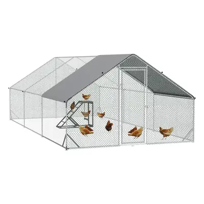 PawHut Walk-in Chicken Run with Chicken Activity Shelf and Cover, x x 2m