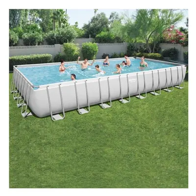 Bestway 31ft x 16ft x 52in Power Steel Rectangular Pool Set