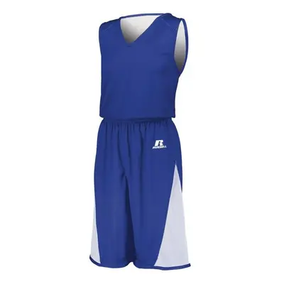 Russell 5R6DLM.ROW.2XL Adult Undivided Single Ply Reversible Shorts, Royal & White - 2XL