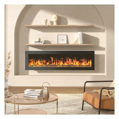 50 Inch 1800W Black Freestanding Modern Electric Fireplace With Remote Control