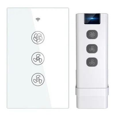 (switch US+Controller) WiFi RF433 Smart Ceiling Fan Switch Smart Life/Tuya App 2/3 Way Control W