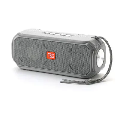 (Grey) Bluetooth Speaker Stereo Bass Music Box Support TF FM Radio USB AUX With Flashlight Porta