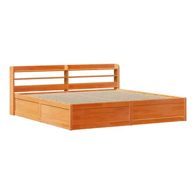 (wax brown, x cm) vidaXL Bed Frame with Headboard Bed Base Solid Wood Pine