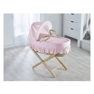 Girls Pink BA Moses Basket with Folding Stand - Opal Natural