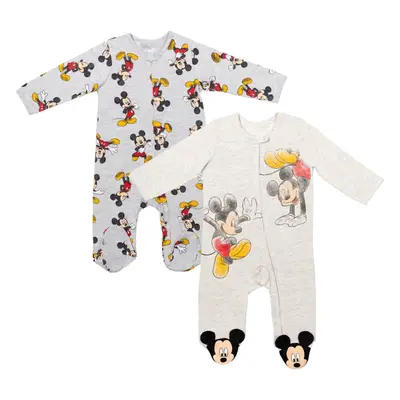 Disney Mickey Mouse Newborn Baby Boys Pack Zip Up Sleep N' Plays Mic