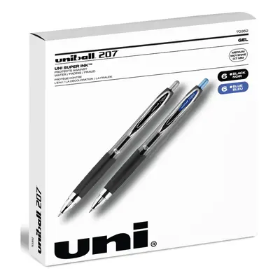 Uniball Signo Retractable Gel Pens - Medium Point - Black with Blue Ink Pens (Total of Pens)