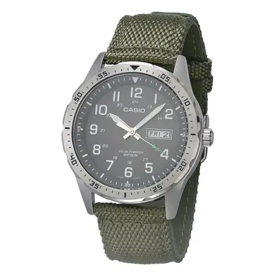 Casio Men's Stainless Steel Solar Powered Cloth Strap Green Casua