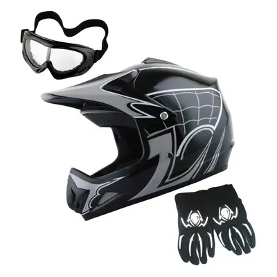 WOW Youth Motocross Helmet BMX MX ATV Dirt Bike Helmet Spider Web Blac