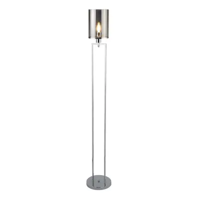 1 Light Floor Lamp Chrome Smoked Glass Shades