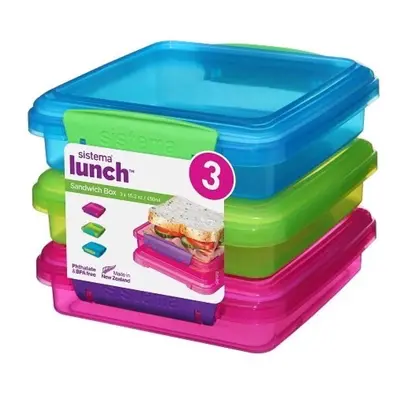 Sistema Lunch Sandwich Box, ml - Assorted Colours, Pack of