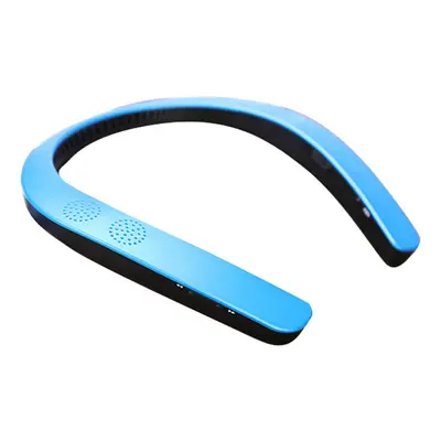 (Blue) Portable USB Wireless Bluetooth5.0 Hanging Neck Speaker 2.1 Channel Sports Running Blueto