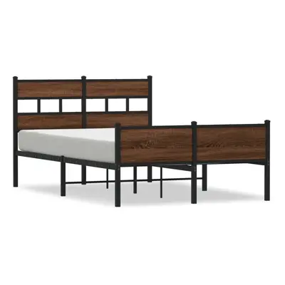 (brown oak, x cm/ with headboard & high footboard) vidaXL Metal Bed Frame without Mattress Bed B