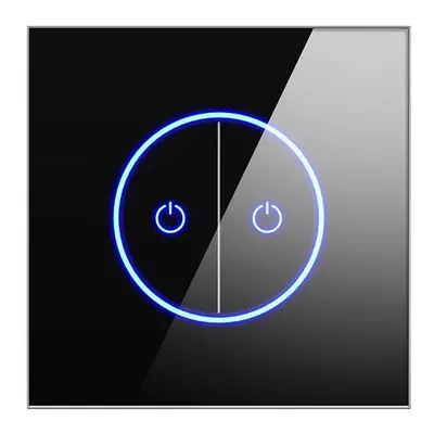 (2 Gang Black) WiFi Smart Home Control 10A Smart House Light Wall Switch Wireless Touch Switches