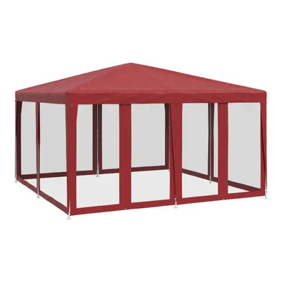 vidaXL Party Tent with Mesh Sidewalls Party Gazebo Canopy Marquee Red HDPE