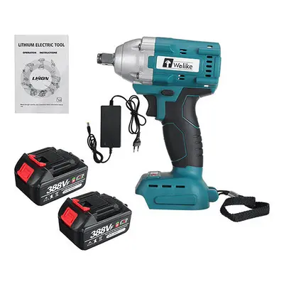 (Two Batteries) 388VF Electric Brushless Impact Wrench LED Working Light Rechargeable Woodworkin