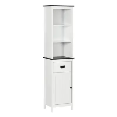 kleankin Freestanding Tallboy Storage Unit W/ Drawer Single Door Cabinet White