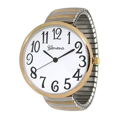 Geneva Super Large Stretch Watch Clear Number Easy Read (Two Tone)