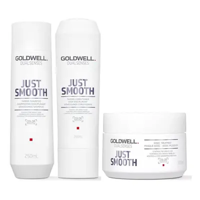 Goldwell Dualsenses Just Smooth Taming Shampoo 250ml, Conditioner 200ml and 60sec Treatment 200m