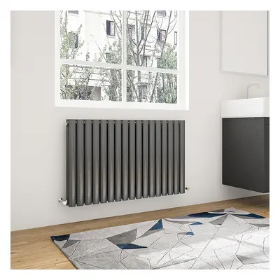 (600x1003mm Double Horizontal) SIMPLE BATHROOMS Anthracite Oval Column Radiators