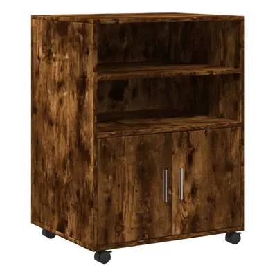 (smoked oak) vidaXL Rolling Cabinet Mobile Filing Cabinet Storage Cabinet Engineered Wood