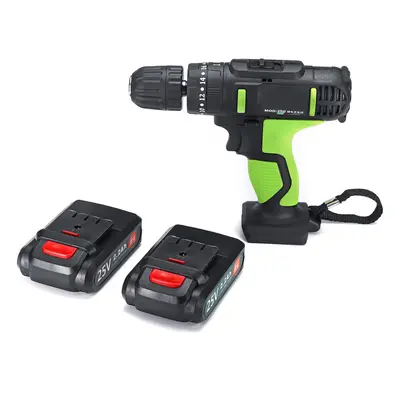 (2 Batteries) in 25V Cordless Impact Drill Double Speed Electric Screwdriver Li-ion Battery Rech