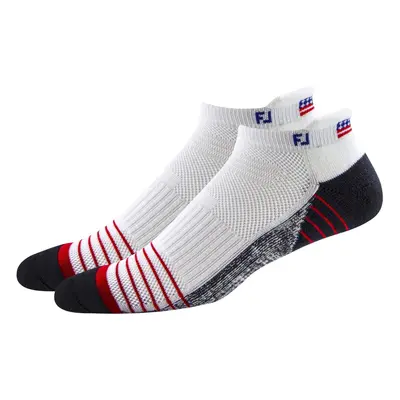 FootJoy Men's TechSof Tour Flag Roll Tab 2-Pack Socks White Fits Sho