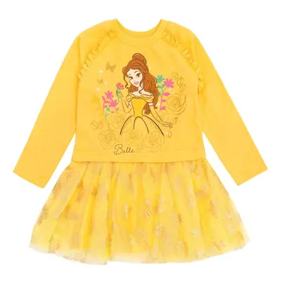 Disney Princess Belle Toddler Girls French Terry Dress Yellow 3T