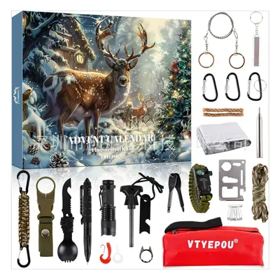 (Style C) Survival Kit Advent Calendar ,Survival Tool Mens Advent Calendar,Survival Kit Christma