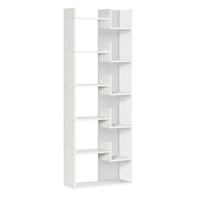 HOMCOM 6-Tier Bookshelf Freestanding Decorative Storage Shelves for Home White