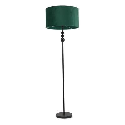 ValueLights Marissa Forest Green Velvet Black Stack Floor Lamp & Bulb