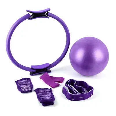 5pcs Yoga Exercise Set 16.5 Inch Pilates Ring Circle Ball Resistance Loop Band Stretch Strap Ant