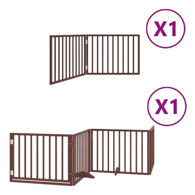 (brown, x x cm/ pcs) vidaXL Dog Gate with Door Foldable Dog Fence Dog Door Pet Gate Poplar Wood