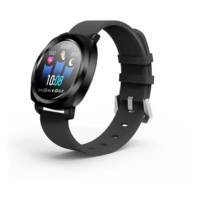 (Black) Round Color Screen HR Female Physiological SMS Reminder Brightness Control Smart Watch