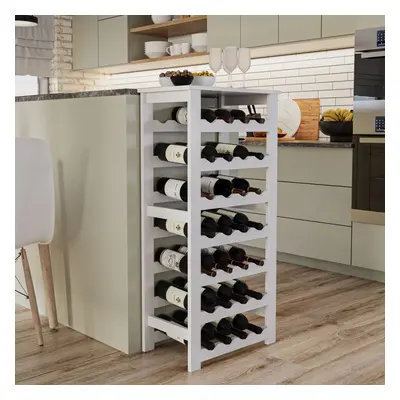 (White) 7-Tier 108cm Wine Rack Bottles Freestanding Holds Home Bar Stand