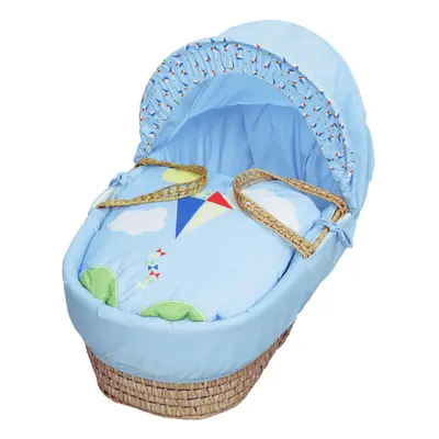 Blue Kite Palm Moses Basket With Mattress, Padded Liner And Hood