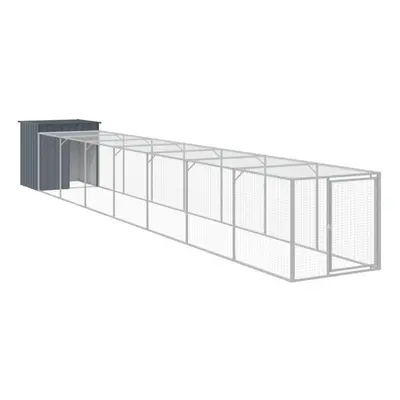 (anthracite, x x cm) vidaXL Chicken Cage Chicken Run Coop with Run Anthracite Galvanised Steel