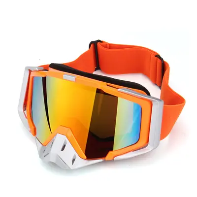 (Orange) Outdoor Skiing Skating Goggles Snowmobile Glasses Windproof Anti-Fog UV Protection For 