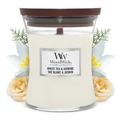 Woodwick Medium Hourglass Scented candle White Tea and Jasmine with