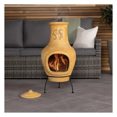 Charles Bentley Outdoor Large Terracotta Clay Chiminea Patio Heater