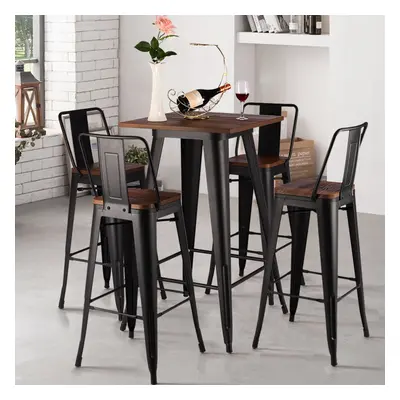 (table + 4pcs chairs) Industrial Style Bar Table & High Chairs Metal Dining Set