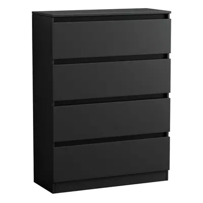 (4 Drawer - Chest Of Drawers, Black) NRG Chest of Drawers Bedside Table Storage Drawer Unit Bedr